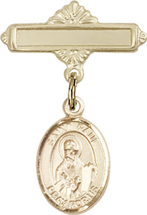 St. Paul the Apostle Charm and Polished Engravable Badge Pin