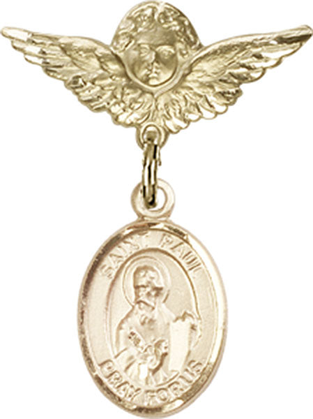 St. Paul the Apostle Charm and Angel with Smaller Wings Badge Pin