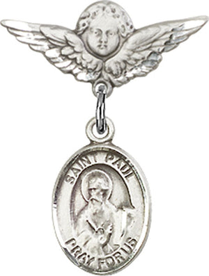 St. Paul the Apostle Charm and Angel with Smaller Wings Badge Pin