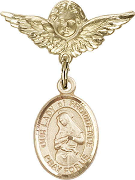 Our Lady of Providence Charm and Angel with Smaller Wings Badge Pin