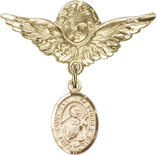 St. Martin de Porres Charm and Angel with Larger Wings Badge Pin