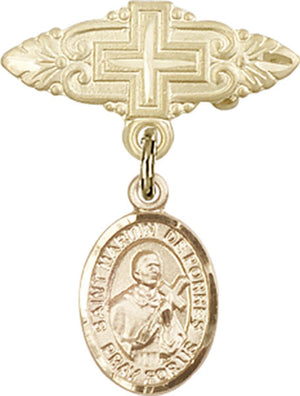St. Martin de Porres Charm and Badge Pin with Cross