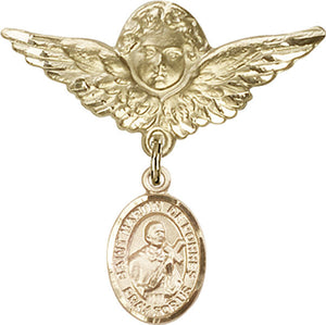 St. Martin de Porres Charm and Angel with Larger Wings Badge Pin