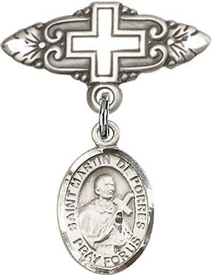 St. Martin de Porres Charm and Badge Pin with Cross