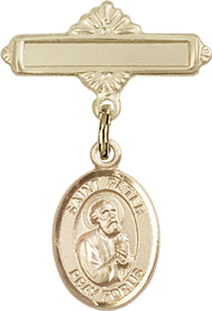 St. Peter the Apostle Charm and Polished Engravable Badge Pin
