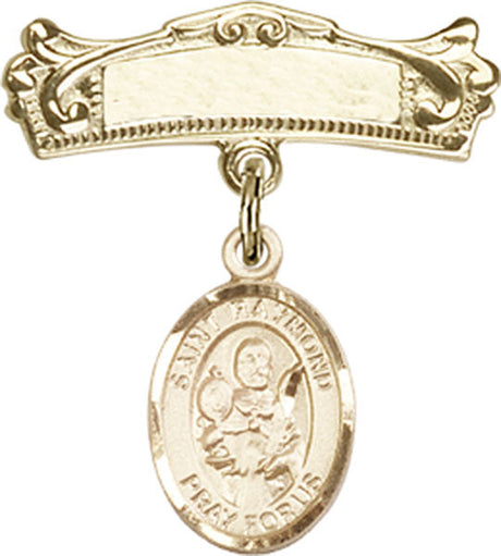 St. Raymond Nonnatus Charm and Arched Polished Engravable Badge Pin