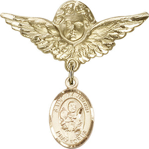 St. Raymond Nonnatus Charm and Angel with Larger Wings Badge Pin