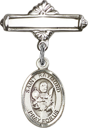 St. Raymond Nonnatus Charm and Polished Engravable Badge Pin