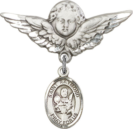 St. Raymond Nonnatus Charm and Angel with Larger Wings Badge Pin