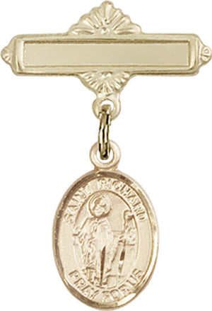St. Richard Charm and Polished Engravable Badge Pin