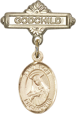 St. Rose of Lima Charm and Godchild Badge Pin