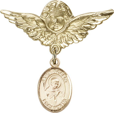 St. Robert Bellarmine Charm and Angel with Larger Wings Badge Pin