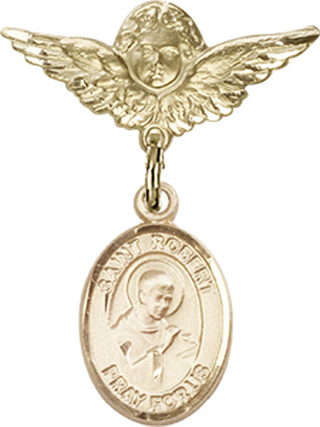 St. Robert Bellarmine Charm and Angel with Smaller Wings Badge Pin