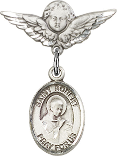 St. Robert Bellarmine Charm and Angel with Smaller Wings Badge Pin