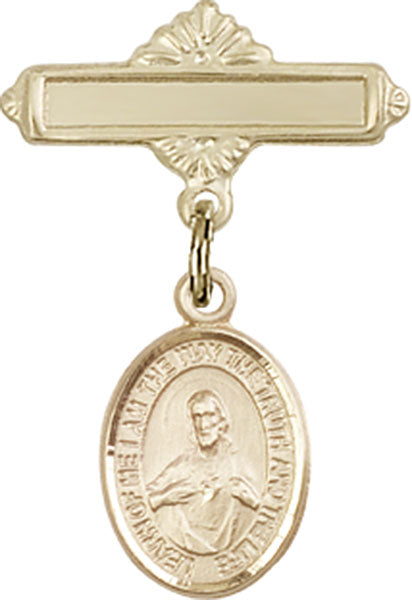 Scapular Charm and Polished Engravable Badge Pin