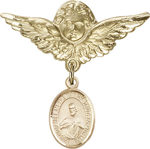 Scapular Charm and Angel with Larger Wings Badge Pin