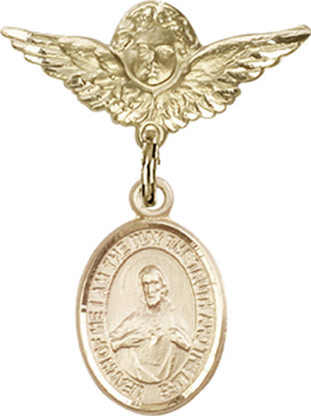 Scapular Charm and Angel with Smaller Wings Badge Pin