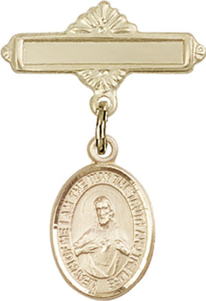 Scapular Charm and Polished Engravable Badge Pin