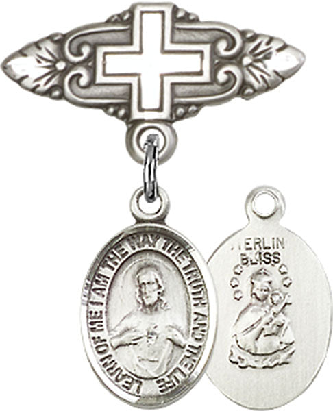 Scapular Charm and Badge Pin with Cross