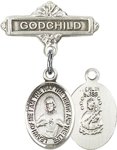 Scapular Charm and Godchild Badge Pin