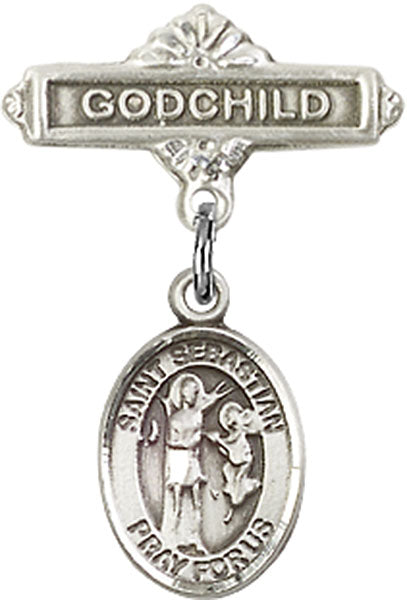St. Sebastian Charm and Godchild Badge Pin