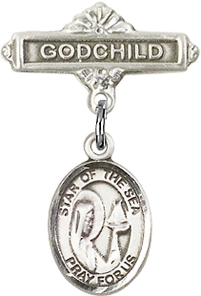 Our Lady Star of the Sea Charm and Godchild Badge Pin