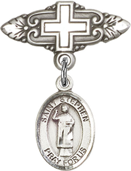 St. Stephen the Martyr Charm and Badge Pin with Cross