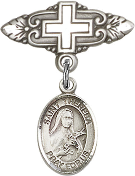 St. Theresa Charm and Badge Pin with Cross