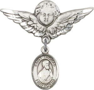 St. Thomas the Apostle Charm and Angel with Larger Wings Badge Pin