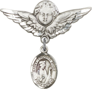 St. Thomas More Charm and Angel with Larger Wings Badge Pin