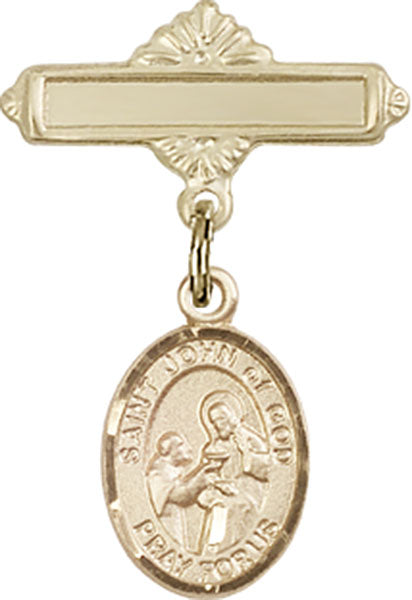 St. John of God Charm and Polished Engravable Badge Pin