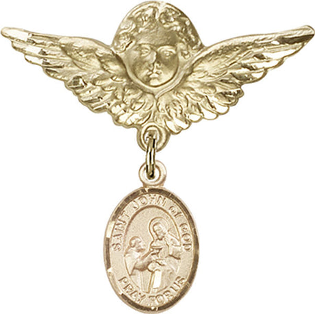St. John of God Charm and Angel with Larger Wings Badge Pin