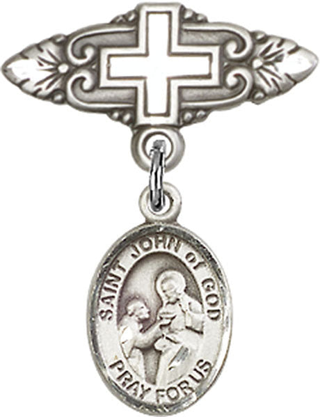 St. John of God Charm and Badge Pin with Cross