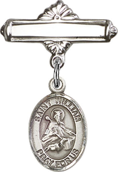 St. William of Rochester Charm and Polished Engravable Badge Pin