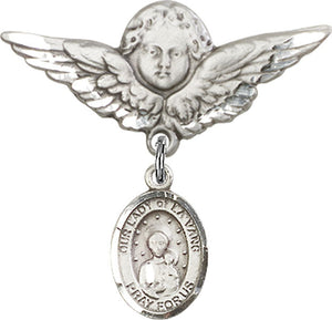 Our Lady of la Vang Charm and Angel with Larger Wings Badge Pin