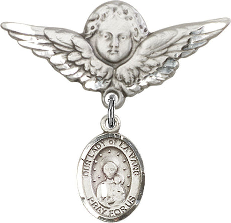 Our Lady of la Vang Charm and Angel with Larger Wings Badge Pin