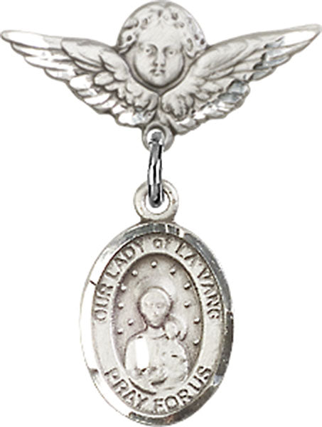 Our Lady of la Vang Charm and Angel with Smaller Wings Badge Pin