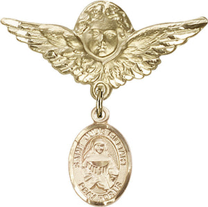 St. Julie Billiart Charm and Angel with Larger Wings Badge Pin