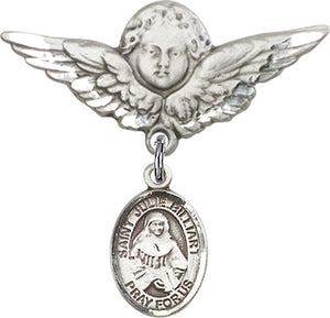 St. Julie Billiart Charm and Angel with Larger Wings Badge Pin