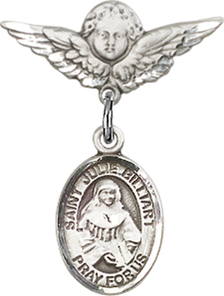St. Julie Billiart Charm and Angel with Smaller Wings Badge Pin