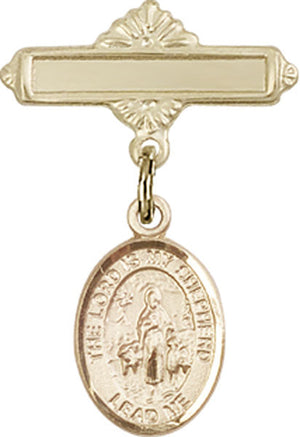 Lord Is My Shepherd Charm and Polished Engravable Badge Pin