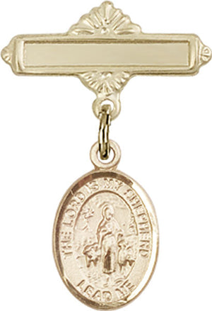 Lord Is My Shepherd Charm and Polished Engravable Badge Pin