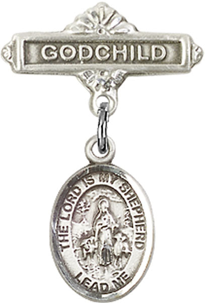 Lord Is My Shepherd Charm and Godchild Badge Pin