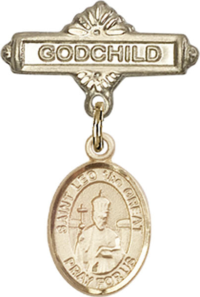 St. Leo the Great Charm and Godchild Badge Pin