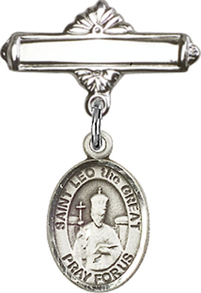 St. Leo the Great Charm and Polished Engravable Badge Pin