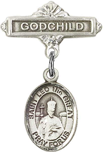St. Leo the Great Charm and Godchild Badge Pin