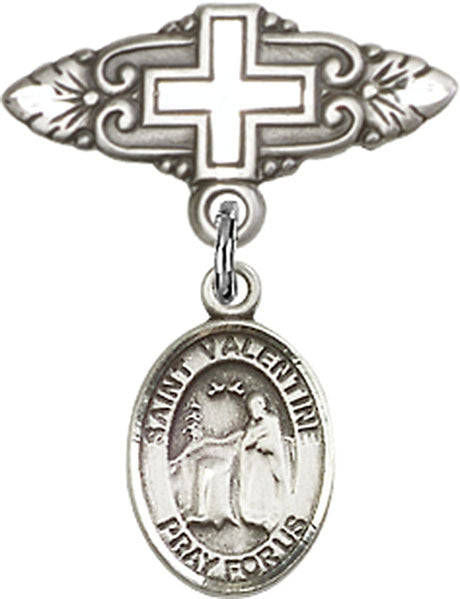 St. Valentine of Rome Charm and Badge Pin with Cross