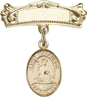 St. Walburga Charm and Arched Polished Engravable Badge Pin