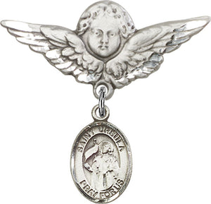 St. Ursula Charm and Angel with Larger Wings Badge Pin