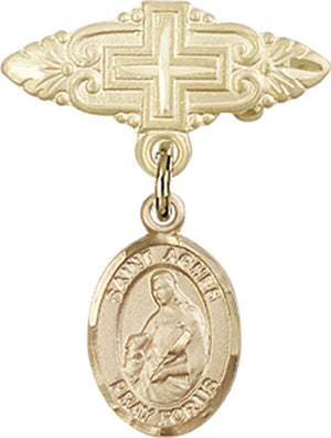 St. Agnes of Rome Charm and Badge Pin with Cross